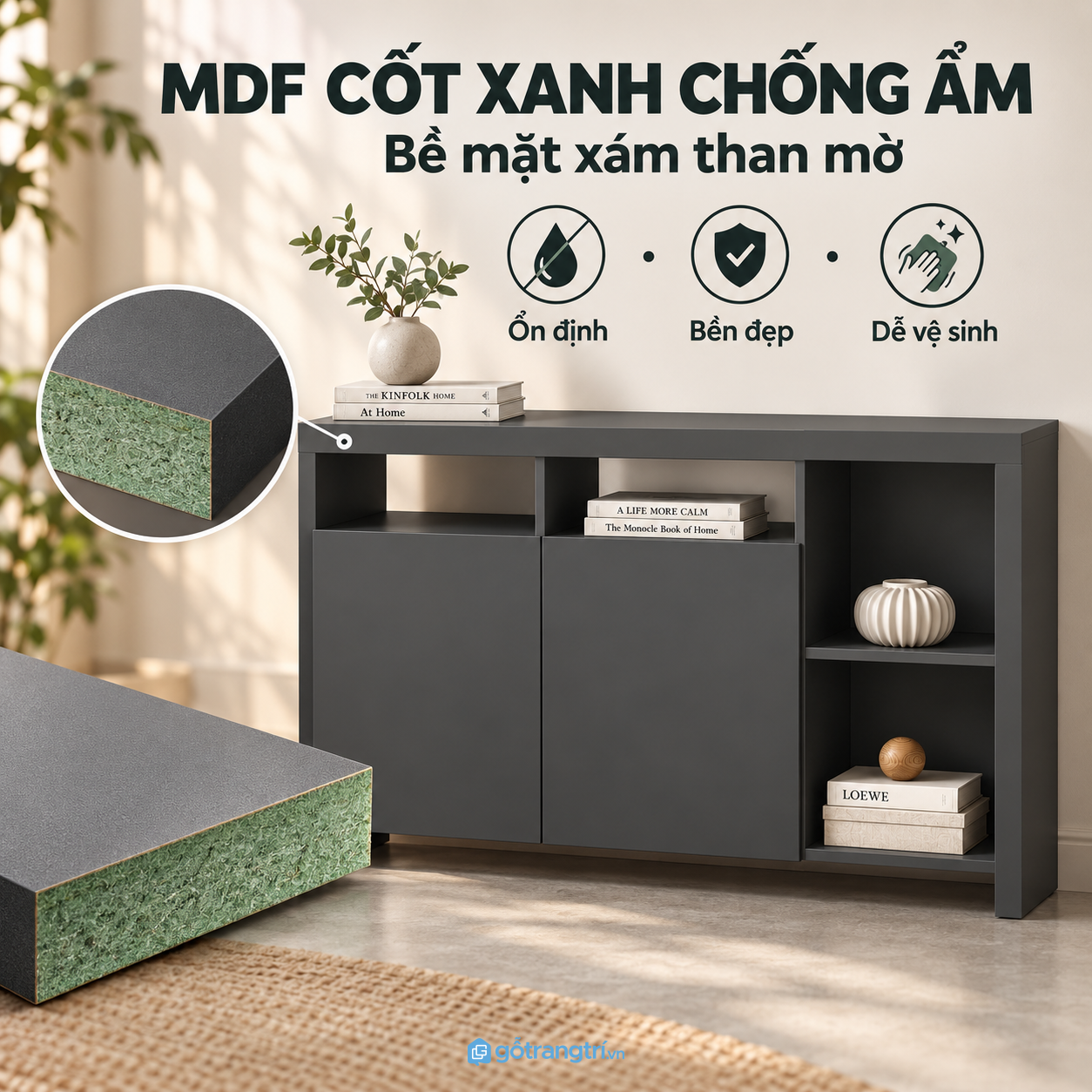 Màu xám đậm dễ phối với nhiều không gian Màu xám đậm dễ phối với nhiều không gian