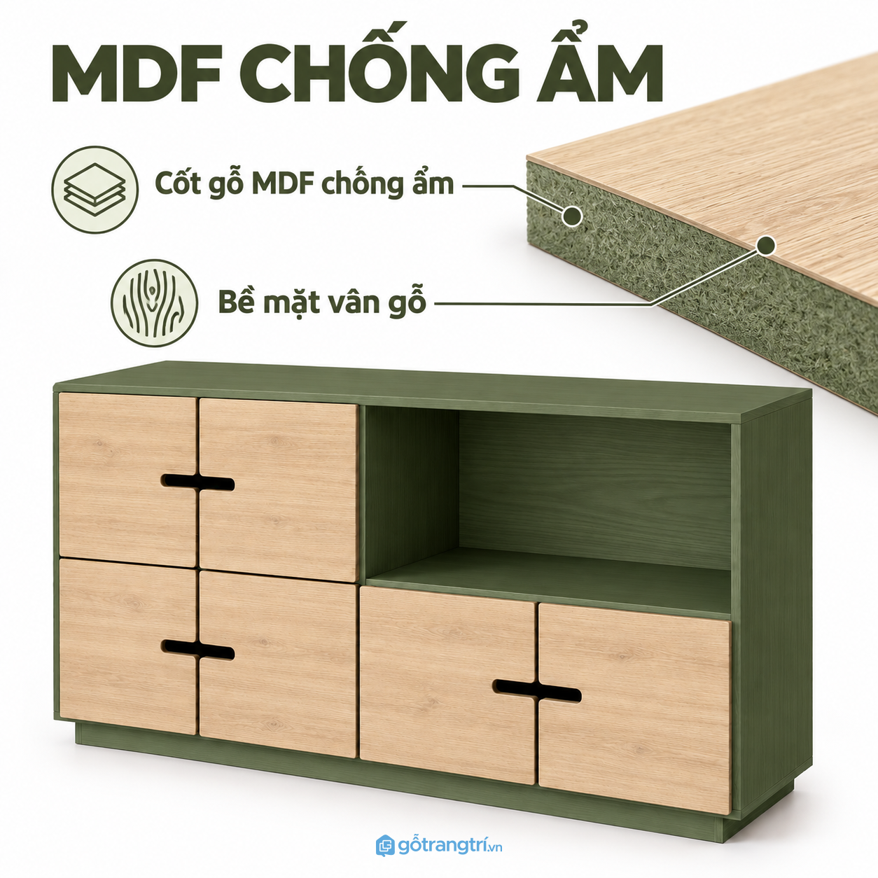 MDF chống ẩm phủ Melamine, dễ chăm sóc