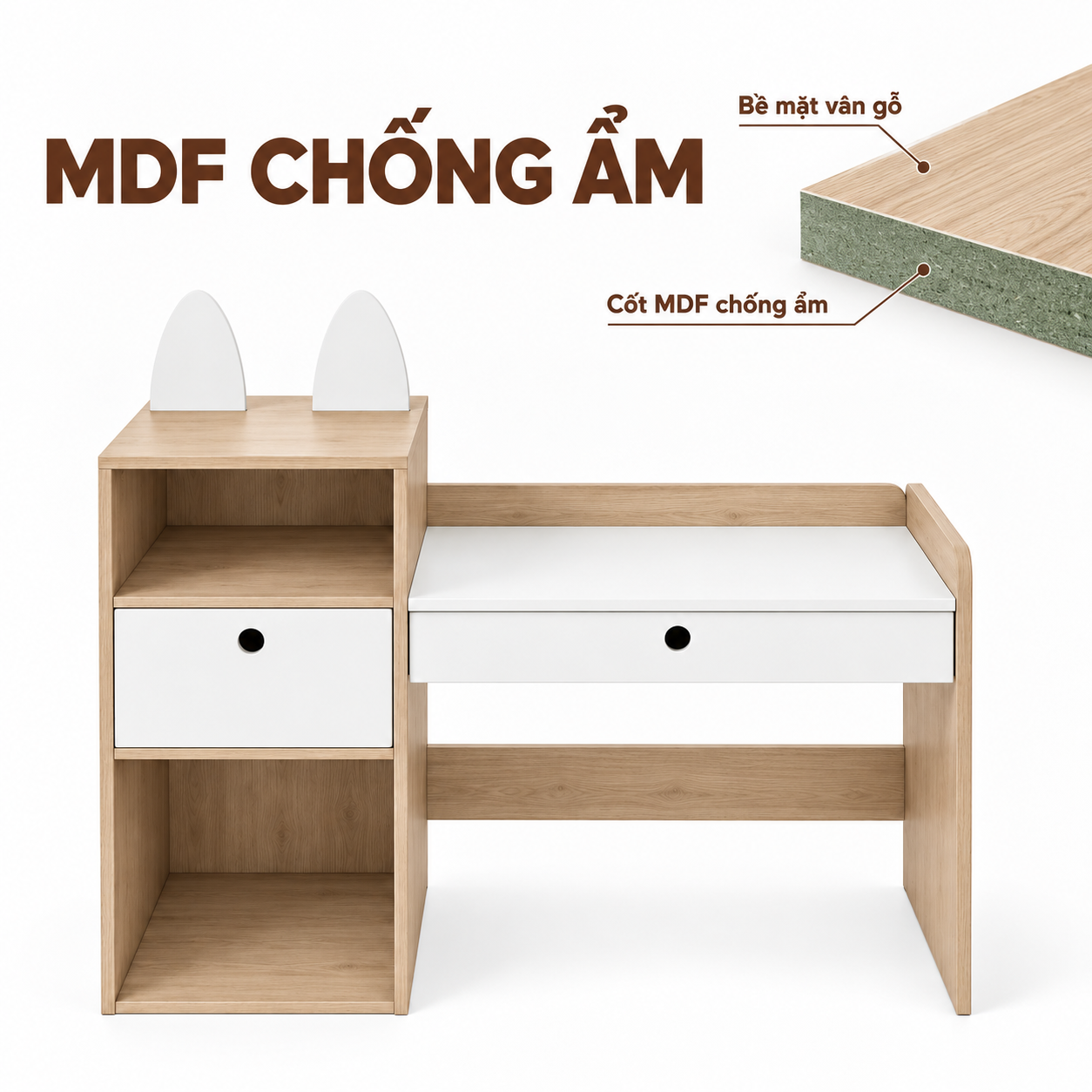 MDF chống ẩm phủ Melamine, lau bằng khăn mềm