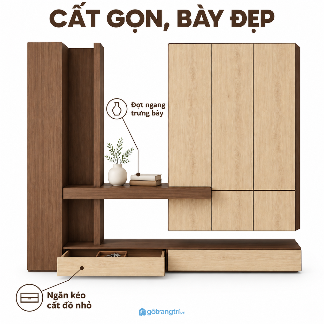 Ngăn kéo cất đồ nhỏ, đợt ngang bày đồ