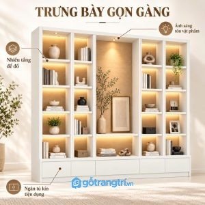 Nhiều khoang trưng bày kết hợp tủ kín