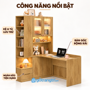 Nhiều khu vực lưu trữ cho sách, tài liệu và đồ dùng