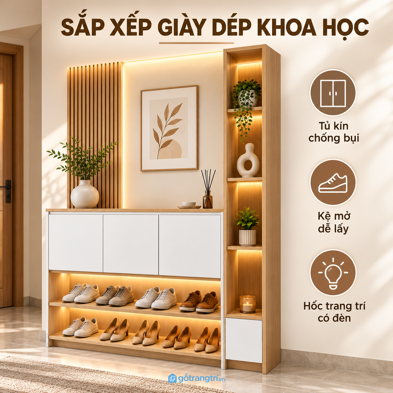 Phân chia khu vực cất giày và trưng bày tiện lợi