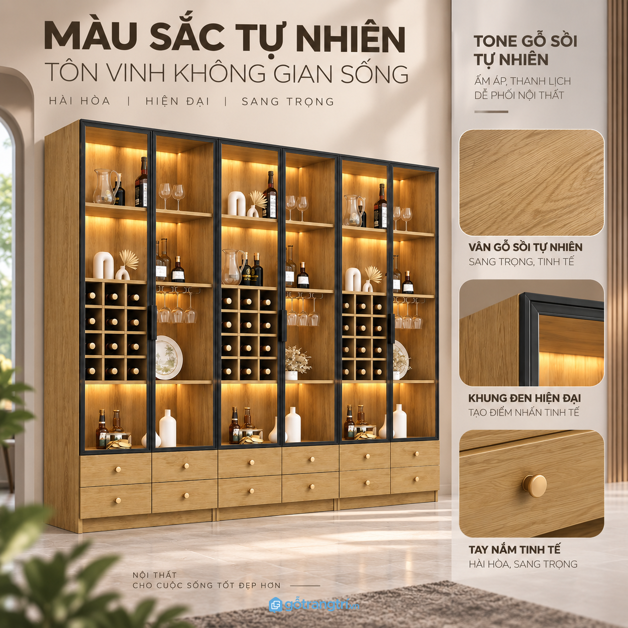 Phù hợp phòng khách, phòng ăn và khu vực trưng bày