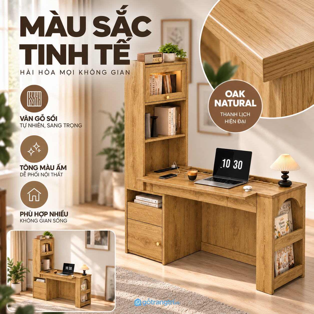 Phù hợp phòng làm việc tại nhà và nhiều phong cách nội thất