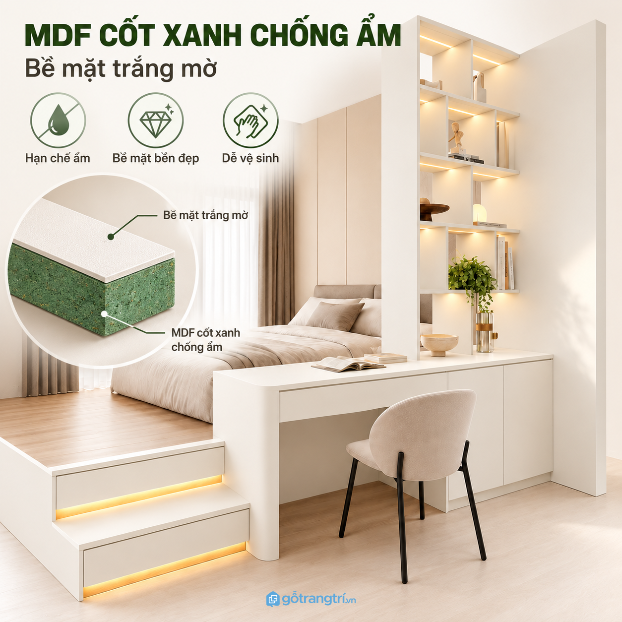 Phù hợp phòng ngủ hiện đại, căn hộ và nhà phố