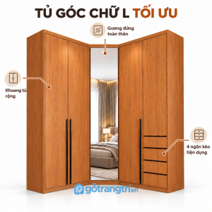 Thiết kế chữ L hiện đại, tận dụng góc phòng
