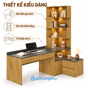 Thiết kế chữ L hiện đại, tạo mặt bàn rộng