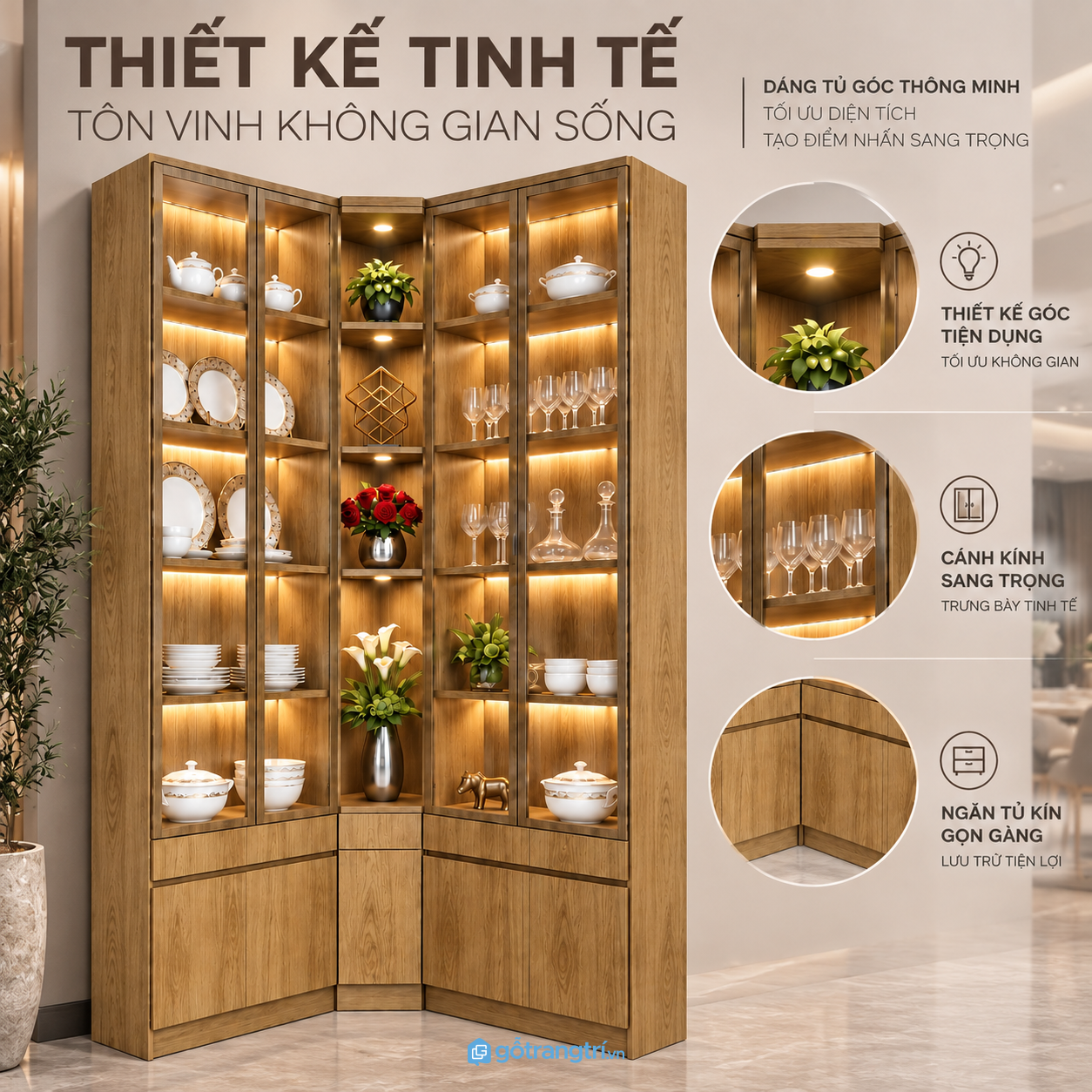 Thiết kế chữ L tận dụng góc tường hiệu quả