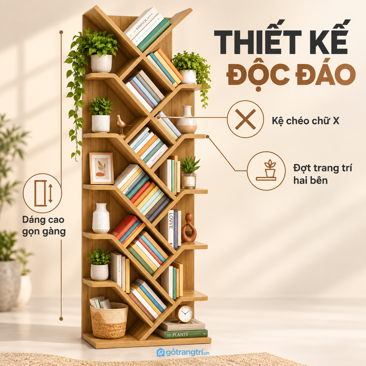 Thiết kế chữ X đan chéo tạo điểm nhấn hiện đại