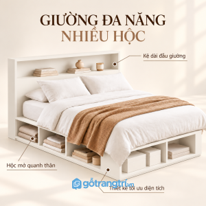 Thiết kế giường ngủ màu trắng hiện đại, tinh tế