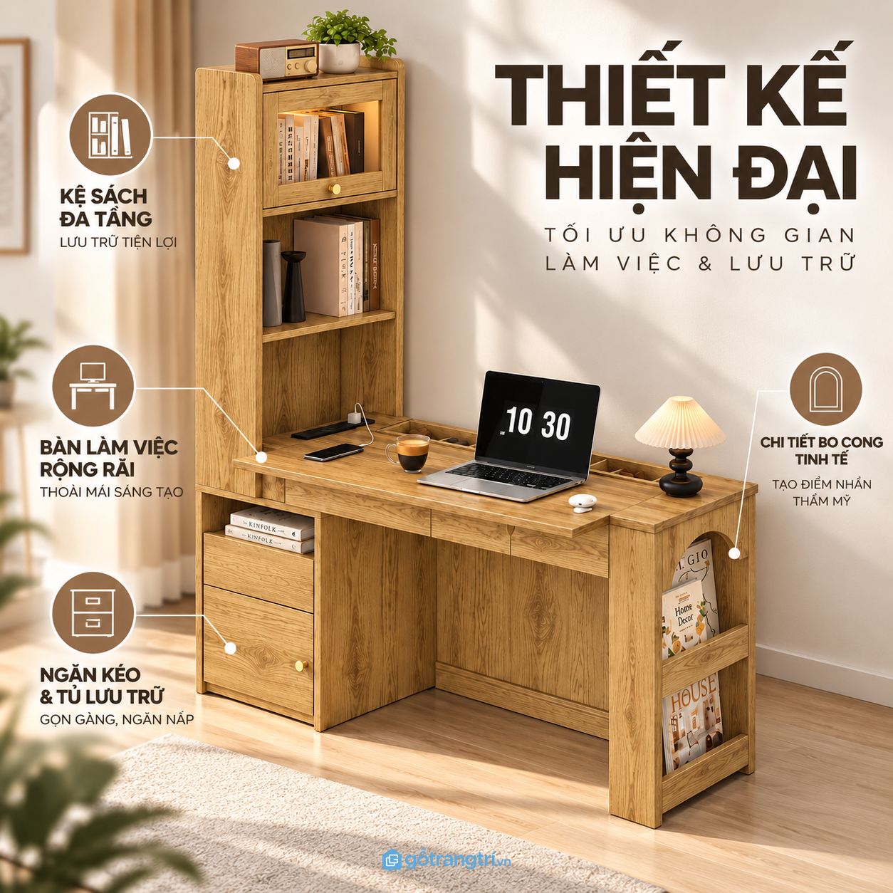 Thiết kế hiện đại, gọn gàng và có điểm nhấn