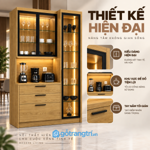 Thiết kế hiện đại, kết hợp tủ rượu và khu pha chế