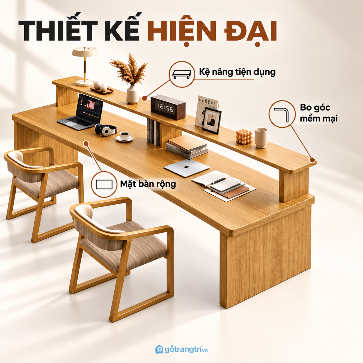 Thiết kế hiện đại, màu gỗ nâu tạo điểm nhấn