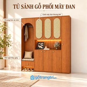 Thiết kế hiện đại với cánh mây đan vòm cong