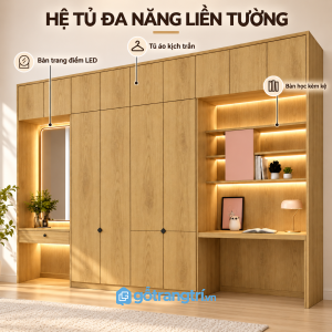 Thiết kế hiện đại với gam màu gỗ sáng dễ sử dụng