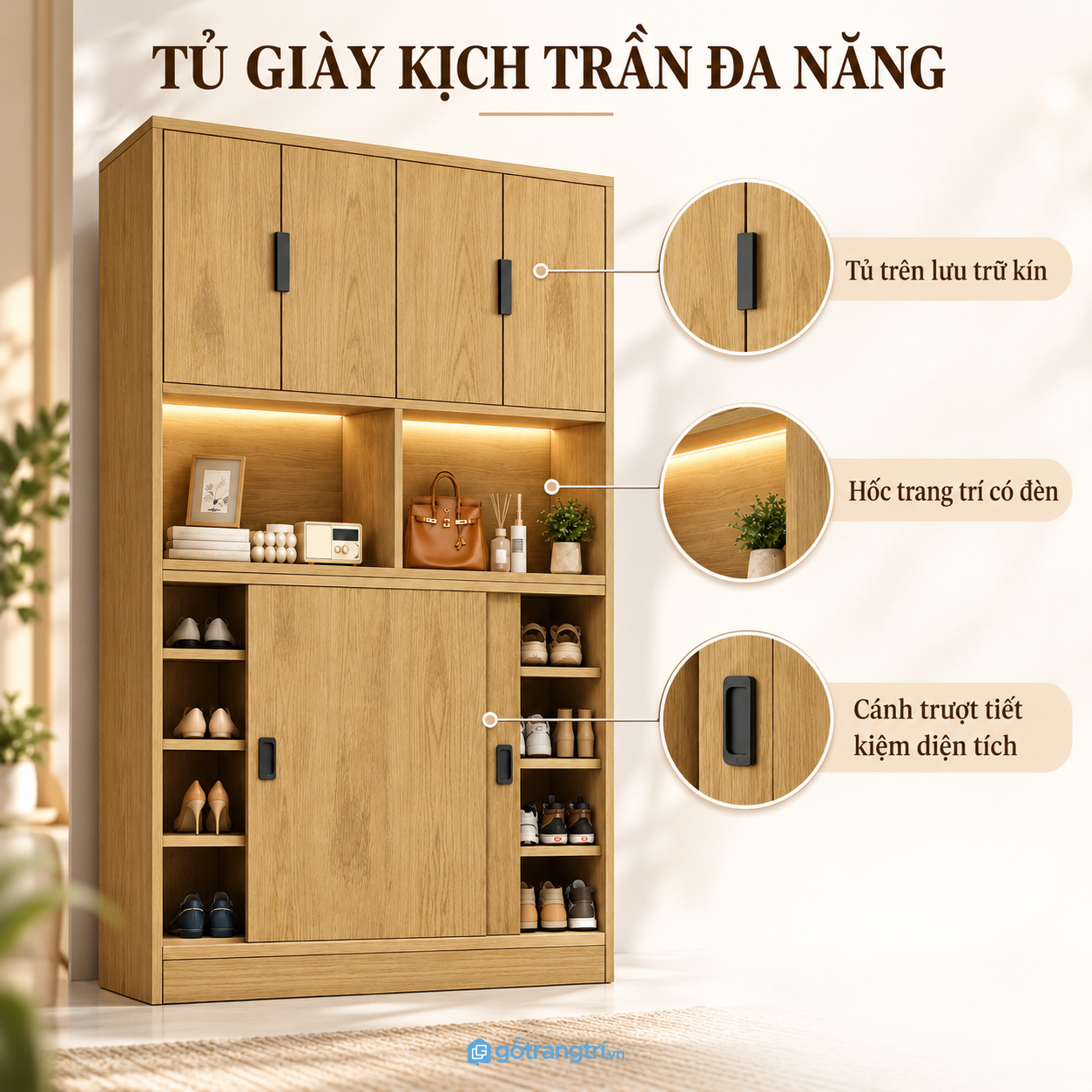 Thiết kế hiện đại với gam nâu óc chó sang trọng