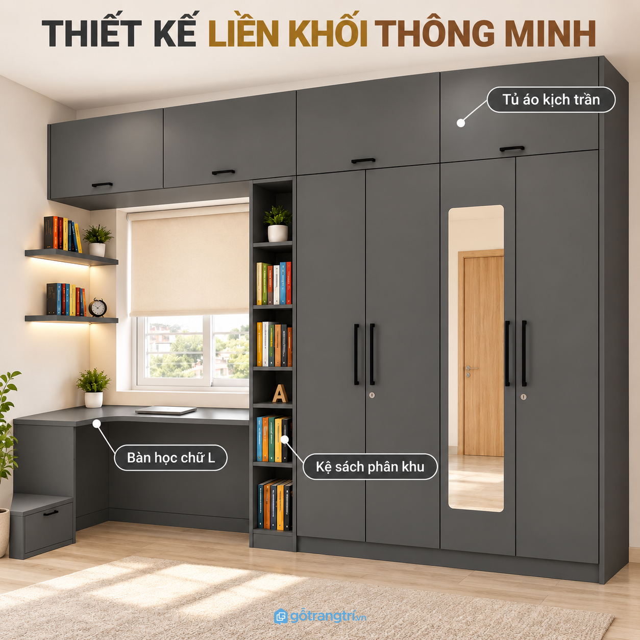 Thiết kế kịch trần hiện đại, tận dụng chiều cao phòng