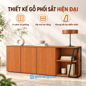 Thiết kế lệch hiện đại với điểm nhấn khung sắt đen