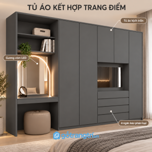 Thiết kế tối giản với hệ tủ cao gần kịch trần