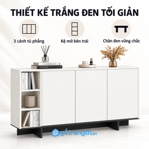 Thiết kế trắng tối giản với điểm nhấn chân đen
