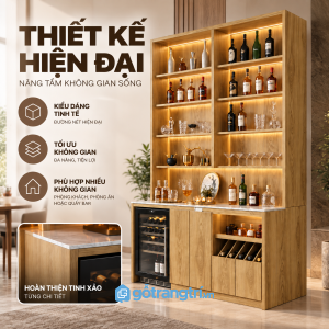 Thiết kế tủ rượu hiện đại, nổi bật với hệ LED