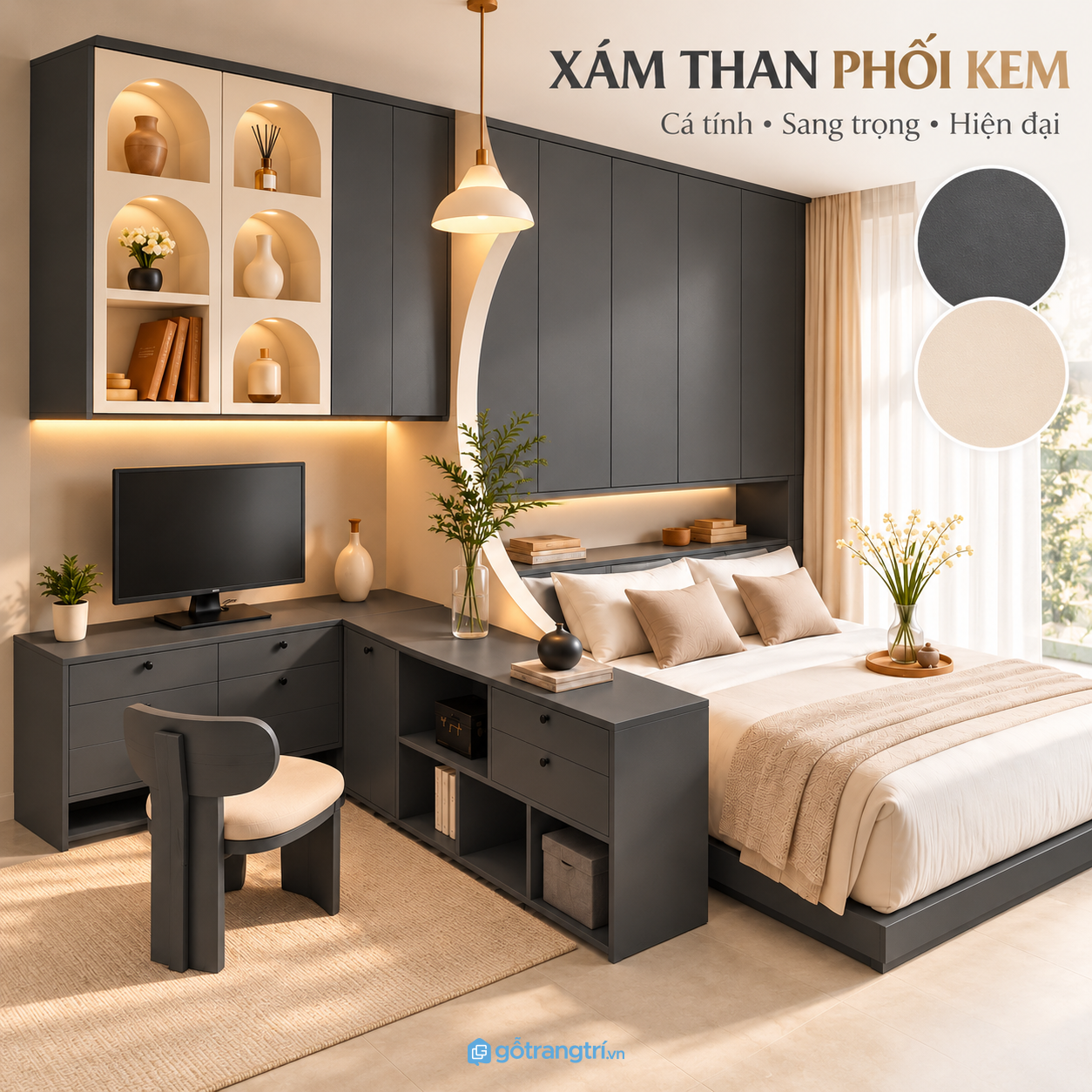Tích hợp ngăn kéo, tủ treo và kệ lưu trữ tiện dụng