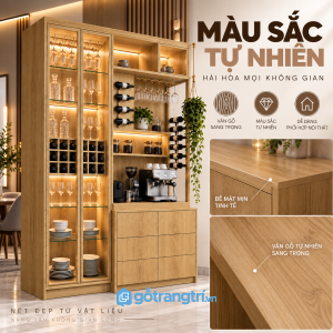 Tông gỗ sáng, phù hợp phòng khách và phòng ăn