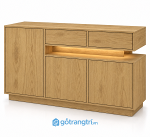 Tủ buffet phòng khách màu trắng có đèn LED hiện đại GHS-5144 - 140x40x90cm - Màu gỗ sồi - GHS-5144c
