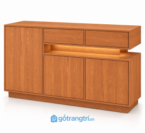 Tủ buffet phòng khách màu trắng có đèn LED hiện đại GHS-5144 - 140x40x90cm - Màu gỗ xoan đào - GHS-5144a