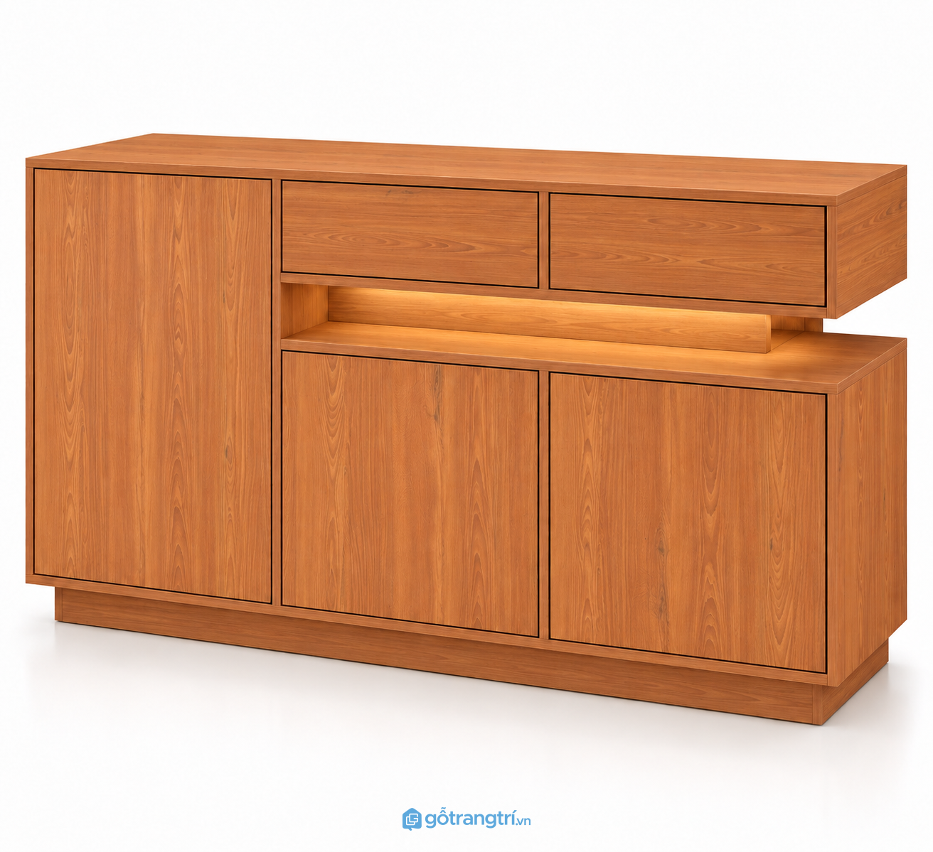 Tủ buffet phòng khách màu trắng có đèn LED hiện đại GHS-5144 - 140x40x90cm - Màu gỗ xoan đào - GHS-5144a