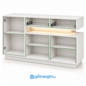 Tủ buffet phòng khách màu trắng có đèn LED hiện đại GHS-5144 - hình ảnh thực tế 1
