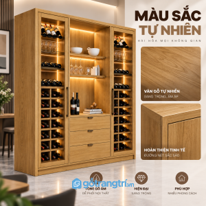 Tủ cao 1m85 phù hợp phòng khách và phòng ăn