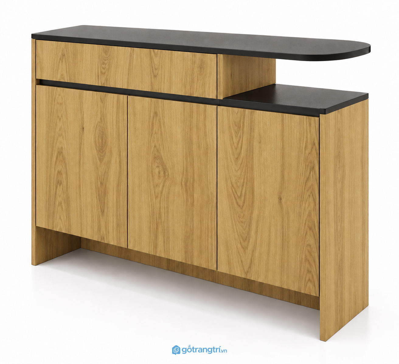 Tủ Console Gỗ Nâu Mặt Đen Thiết Kế Lệch Tầng Hiện Đại H2: GHS-4069 - 1500x400x950mm - Màu gỗ sồi - GHS-4069e