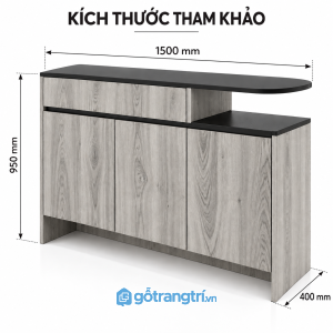 Tủ console gỗ nâu phối đen với thiết kế bất đối xứng, tăng không gian lưu trữ