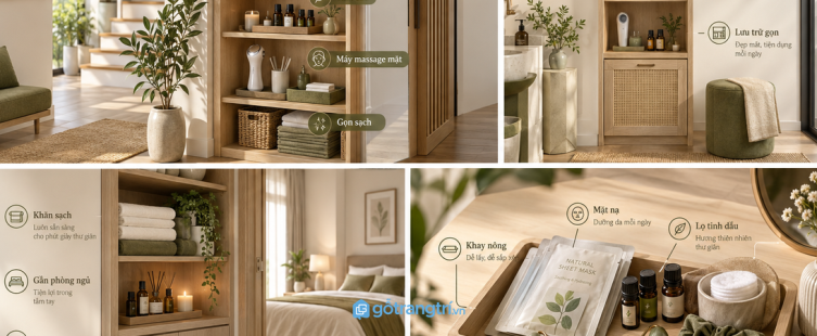 Tủ đồ chăm sóc cá nhân cho nhà đẹp: gọn chai lọ, sạch khăn và dễ thư giãn mỗi tối