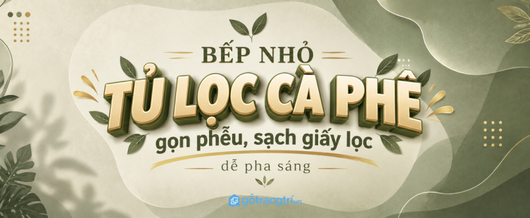 Tủ dụng cụ lọc cà phê cho bếp nhỏ: gọn phễu, sạch giấy lọc và dễ pha sáng