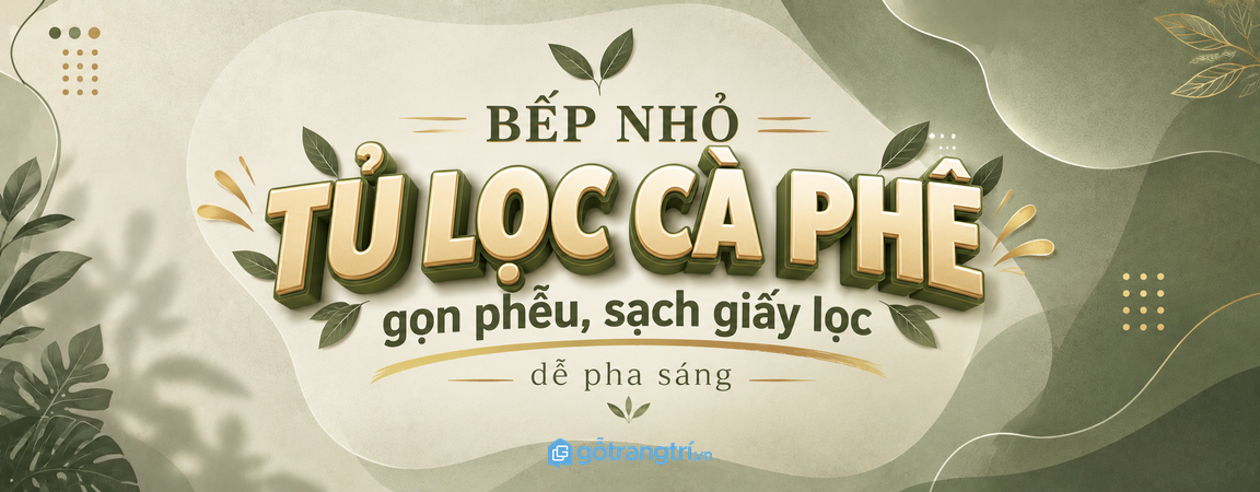 Tủ dụng cụ lọc cà phê cho bếp nhỏ: gọn phễu, sạch giấy lọc và dễ pha sáng