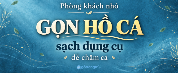 Tủ phụ kiện hồ cá mini phòng khách nhỏ: gọn thức ăn, sạch dụng cụ và dễ chăm cá