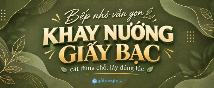 Tủ khay nướng giấy bạc cho bếp nhỏ: gọn giấy, sạch lò và chuẩn bị món nhanh