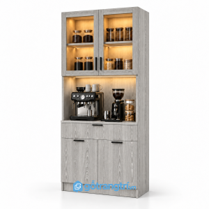 Tủ pantry gỗ có quầy pha cà phê hiện đại GHS-5125 - 90x45x200cm - Màu gỗ 413 - GHS-5125d