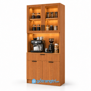 Tủ pantry gỗ có quầy pha cà phê hiện đại GHS-5125 - 90x45x200cm - Màu gỗ 414 - GHS-5125g