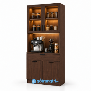 Tủ pantry gỗ có quầy pha cà phê hiện đại GHS-5125 - 90x45x200cm - Màu gỗ 613 - GHS-5125f