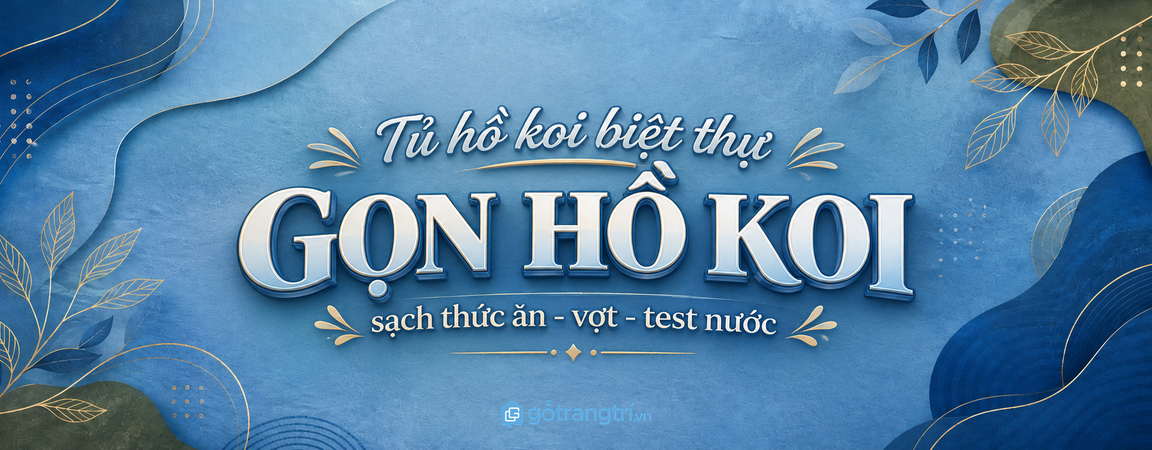 Tủ phụ kiện hồ cá koi biệt thự: gọn thức ăn, sạch dụng cụ và sang sân vườn