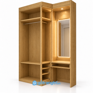 Tủ quần áo liền bàn trang điểm có khoang treo đồ GHS-5112 - hình ảnh thực tế 1