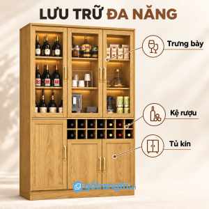 Tủ rượu có 14 ô để chai nằm ngang, lưu trữ khoa học