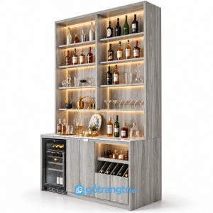 Tủ rượu kết hợp tủ bảo quản rượu vang 1m55 GHS-5091 - Màu gỗ 413