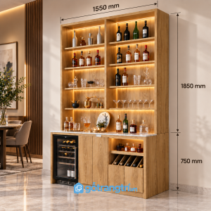 Tủ rượu kết hợp tủ bảo quản rượu vang và kệ trưng bày