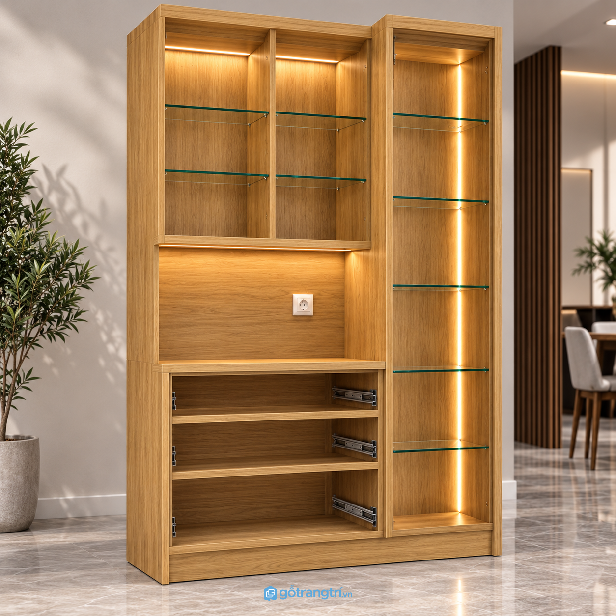 Tủ rượu kết hợp tủ ly và quầy pha chế GHS-5094 - hình ảnh thực tế 1 Tủ rượu kết hợp tủ ly và quầy pha chế GHS-5094 - hình ảnh thực tế 1