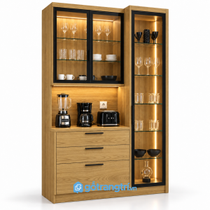 Tủ rượu kết hợp tủ ly và quầy pha chế GHS-5094 - Màu gỗ sồi
